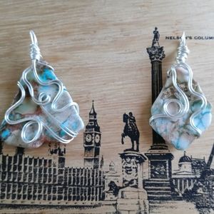 Wire wrapped imperial jasper pendants